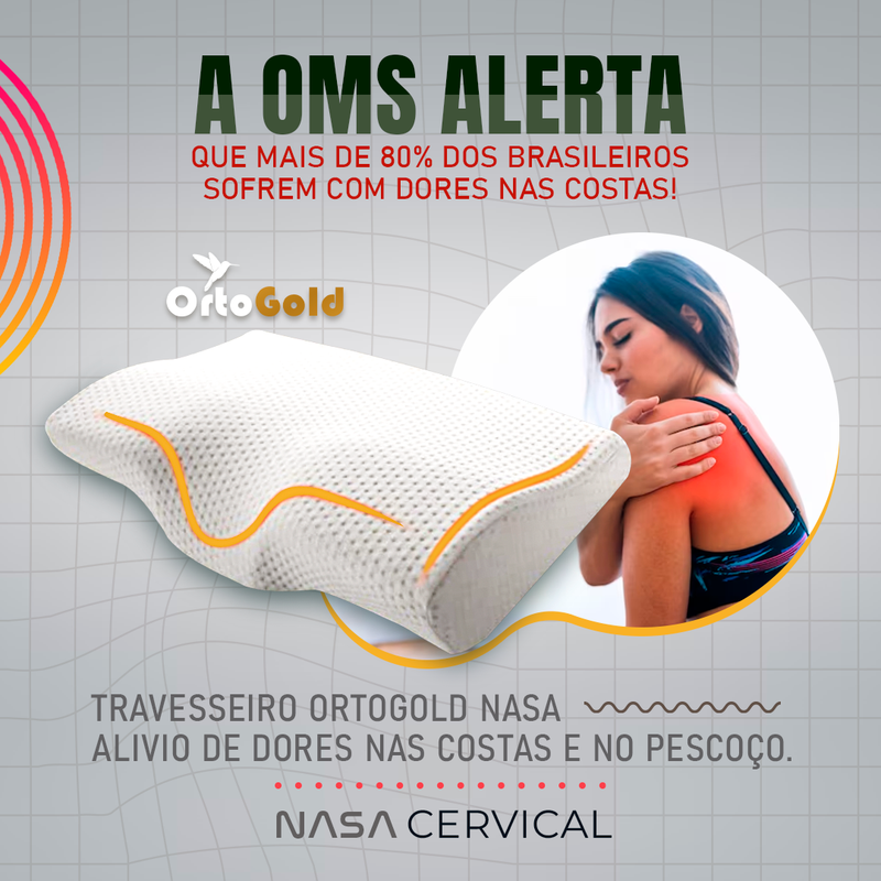 Travesseiro Nasa Cervical Anatômico- Adeus Dores nas Costas - OrtoGold (trav-na